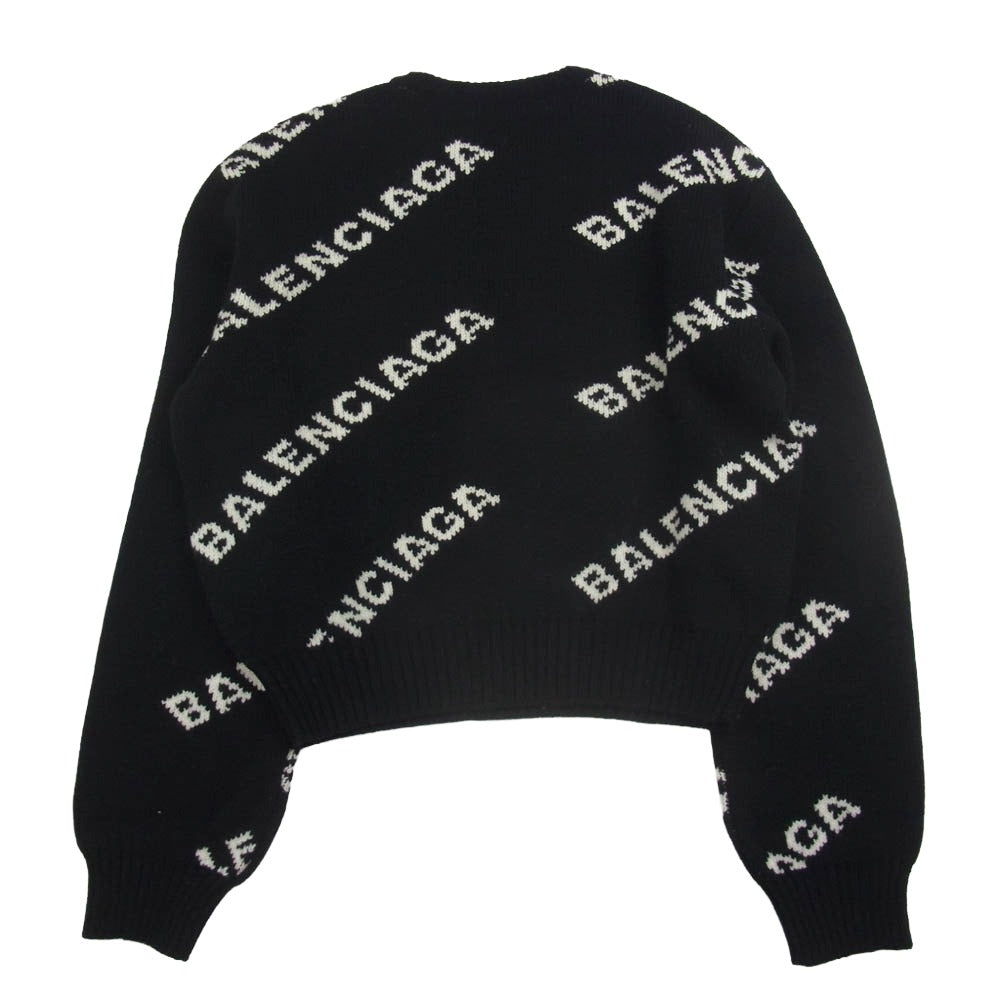 BALENCIAGA バレンシアガ 18AW 529067 T1471 ロゴ 総柄 ニット セーター ブラック系 38【中古】