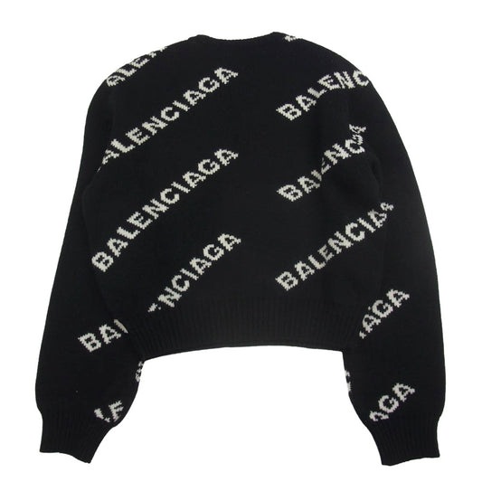 BALENCIAGA バレンシアガ 18AW 529067 T1471 ロゴ 総柄 ニット セーター ブラック系 38【中古】