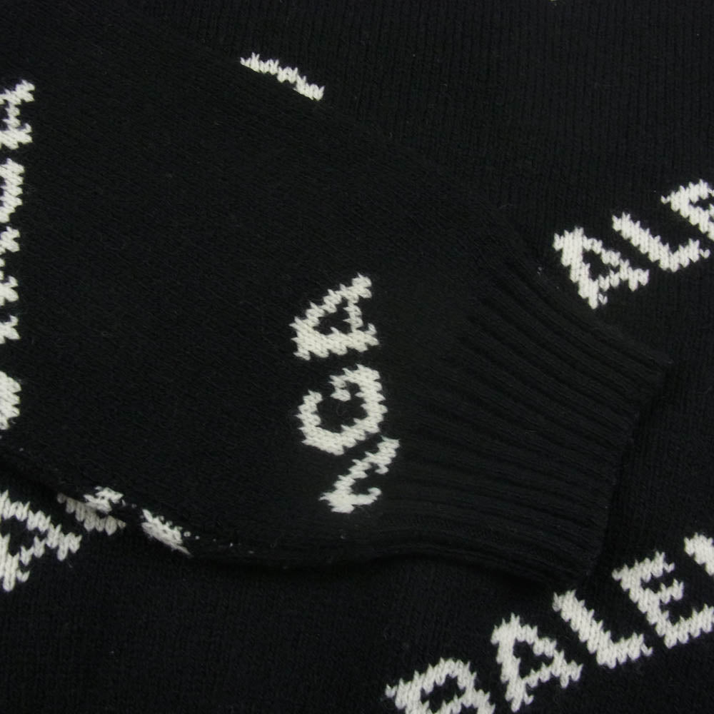 BALENCIAGA バレンシアガ 18AW 529067 T1471 ロゴ 総柄 ニット セーター ブラック系 38【中古】