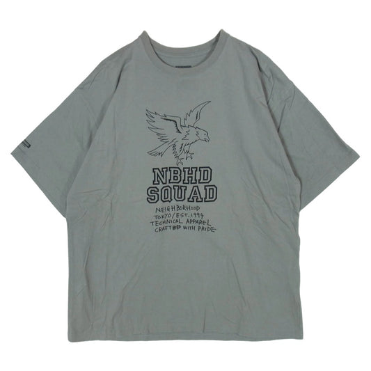 NEIGHBORHOOD ネイバーフッド 22SS 221PCNH-ST13 SQUAD イーグル プリント クルーネック 半袖 Tシャツ カットソー グレー系 XL【中古】