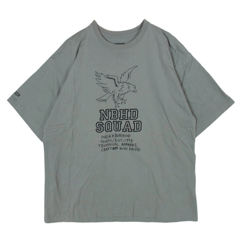 NEIGHBORHOOD ネイバーフッド 22SS 221PCNH-ST13 SQUAD イーグル プリント クルーネック 半袖 Tシャツ カットソー グレー系 XL【中古】