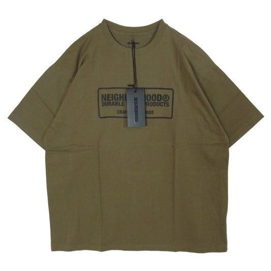 NEIGHBORHOOD ネイバーフッド 22AW 222PCNH-ST12 NH TEE-12 ロゴ フロントプリント クルーネック Ｔシャツ 半袖カットソー OLIVE DRAB XL【新古品】【未使用】【中古】