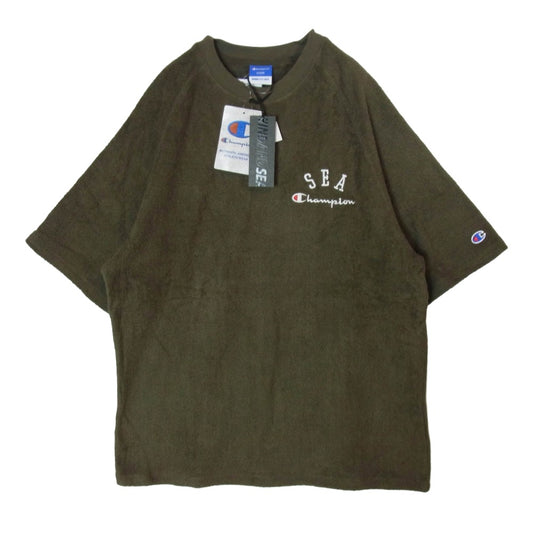 WIND AND SEA ウィンダンシー 24SS WDS-C-CMP-24-Q4-04 × Champion チャンピオン PILE RAGLAN T-SHIRT ロゴ刺繍 ラグランスリーブ パイル地 Tシャツ 半袖カットソー コヨーテ XL【新古品】【未使用】【中古】