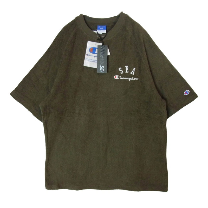 WIND AND SEA ウィンダンシー 24SS WDS-C-CMP-24-Q4-04 × Champion チャンピオン PILE RAGLAN T-SHIRT ロゴ刺繍 ラグランスリーブ パイル地 Tシャツ 半袖カットソー コヨーテ XL【新古品】【未使用】【中古】