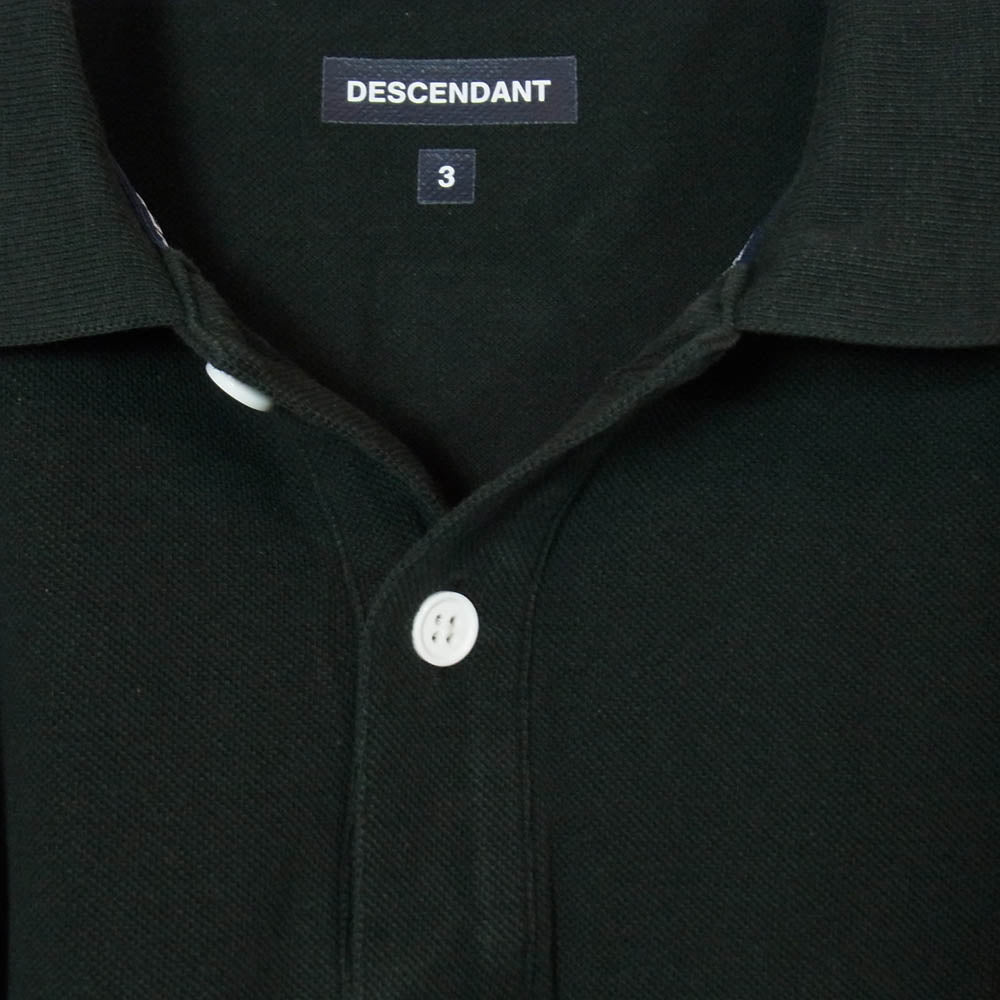 DESCENDANT ディセンダント 23SS 231ATDS-CSM01S CETUS POLO SS ロゴ刺繍 オゾン加工 鹿の子 半袖 ポロシャツ ブラック系 3【新古品】【未使用】【中古】