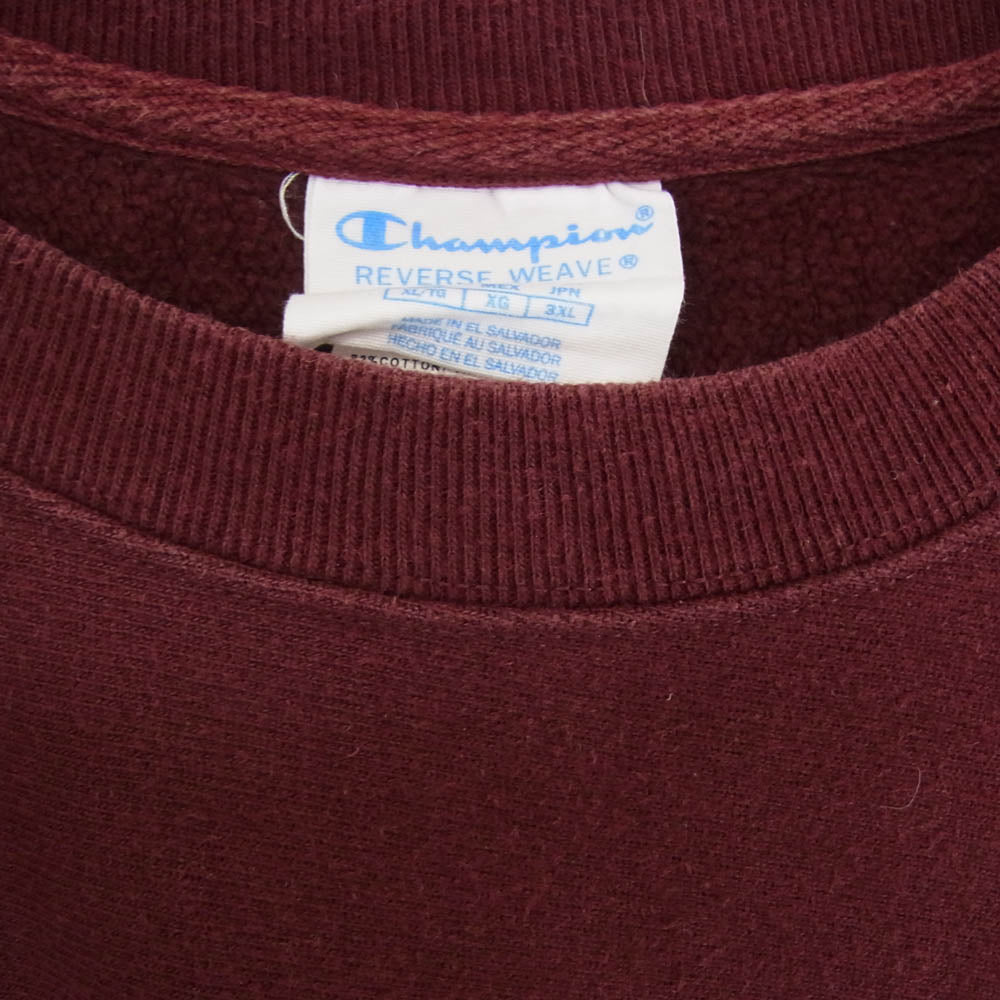 Champion チャンピオン 青単色タグ復刻 REVERSE WEAVE リバースウィーブ カレッジロゴ スウェット トレーナー エンジ エンジ系 3XL【中古】