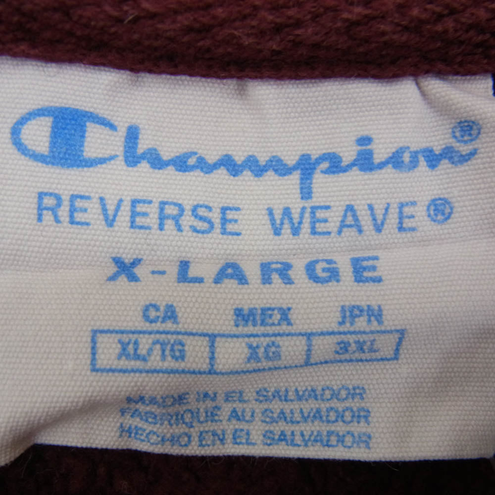 Champion チャンピオン 青単色タグ復刻 REVERSE WEAVE リバースウィーブ カレッジロゴ スウェット トレーナー エンジ エンジ系 3XL【中古】