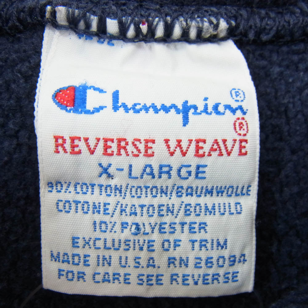 Champion チャンピオン 90s～00s 刺繍タグ VINTAGE ヴィンテージ USA製 REVERSE WEAVE リバースウィーブ スウェット トレーナー ネイビー系 XL【中古】