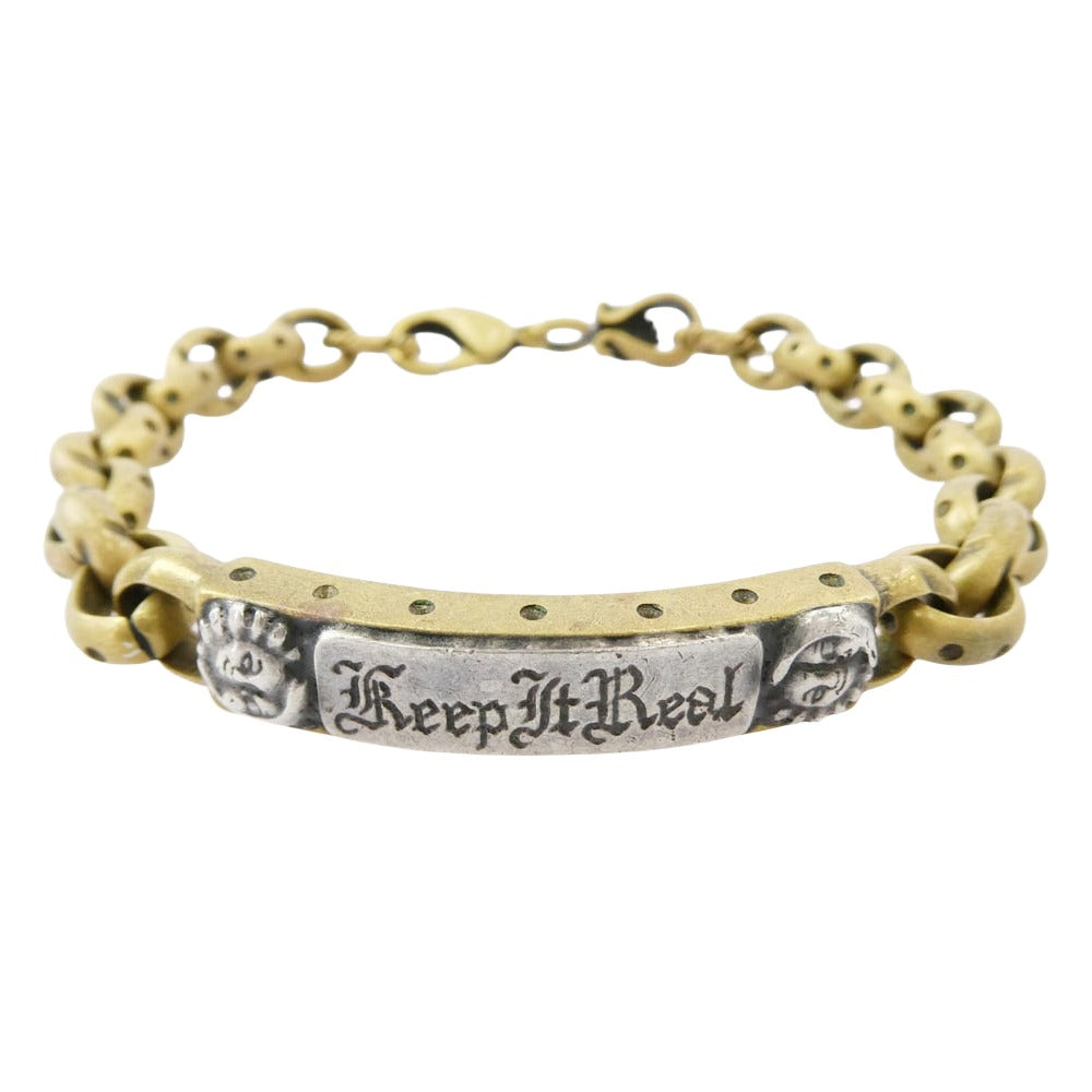 GALCIA ガルシア ブラス シルバーコンビ プレート IDブレスレット ゴールド系【中古】