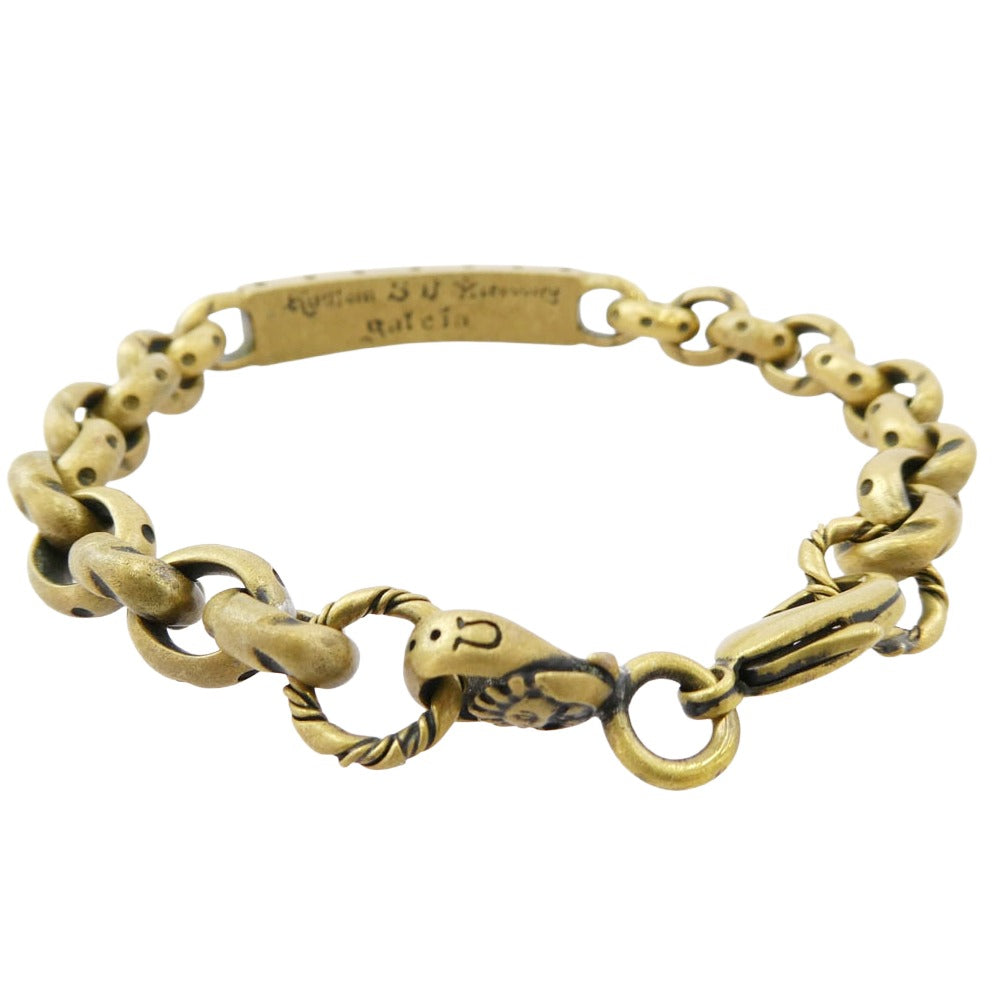 GALCIA ガルシア ブラス シルバーコンビ プレート IDブレスレット ゴールド系【中古】