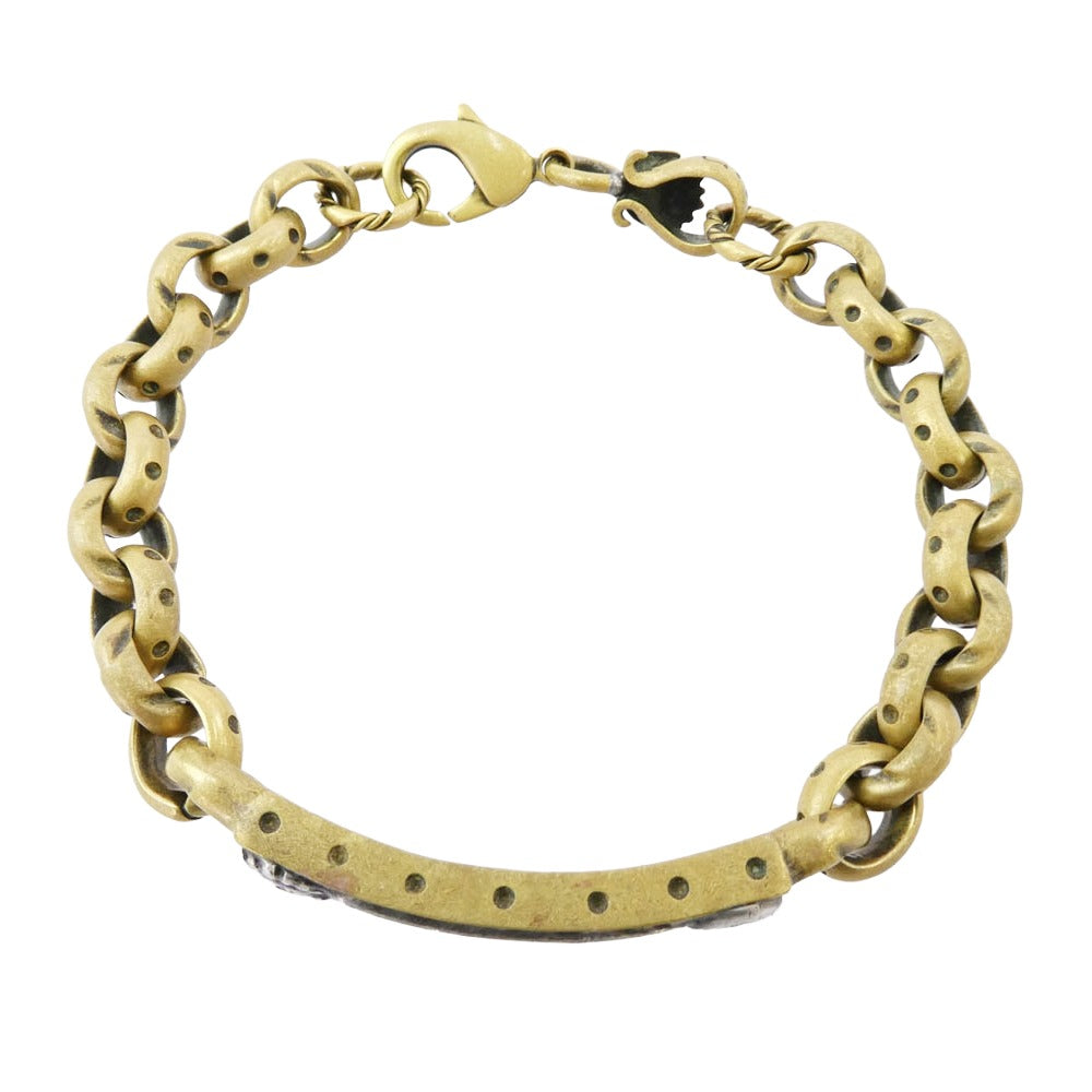 GALCIA ガルシア ブラス シルバーコンビ プレート IDブレスレット ゴールド系【中古】