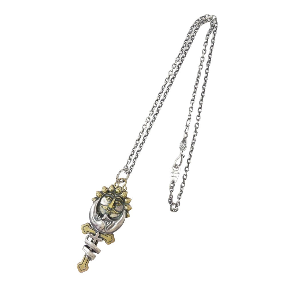 GALCIA ガルシア 太陽と月 ブラス シルバーコンビ ネックレス シルバー系【中古】