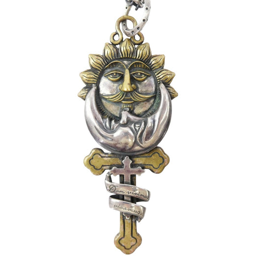 GALCIA ガルシア 太陽と月 ブラス シルバーコンビ ネックレス シルバー系【中古】