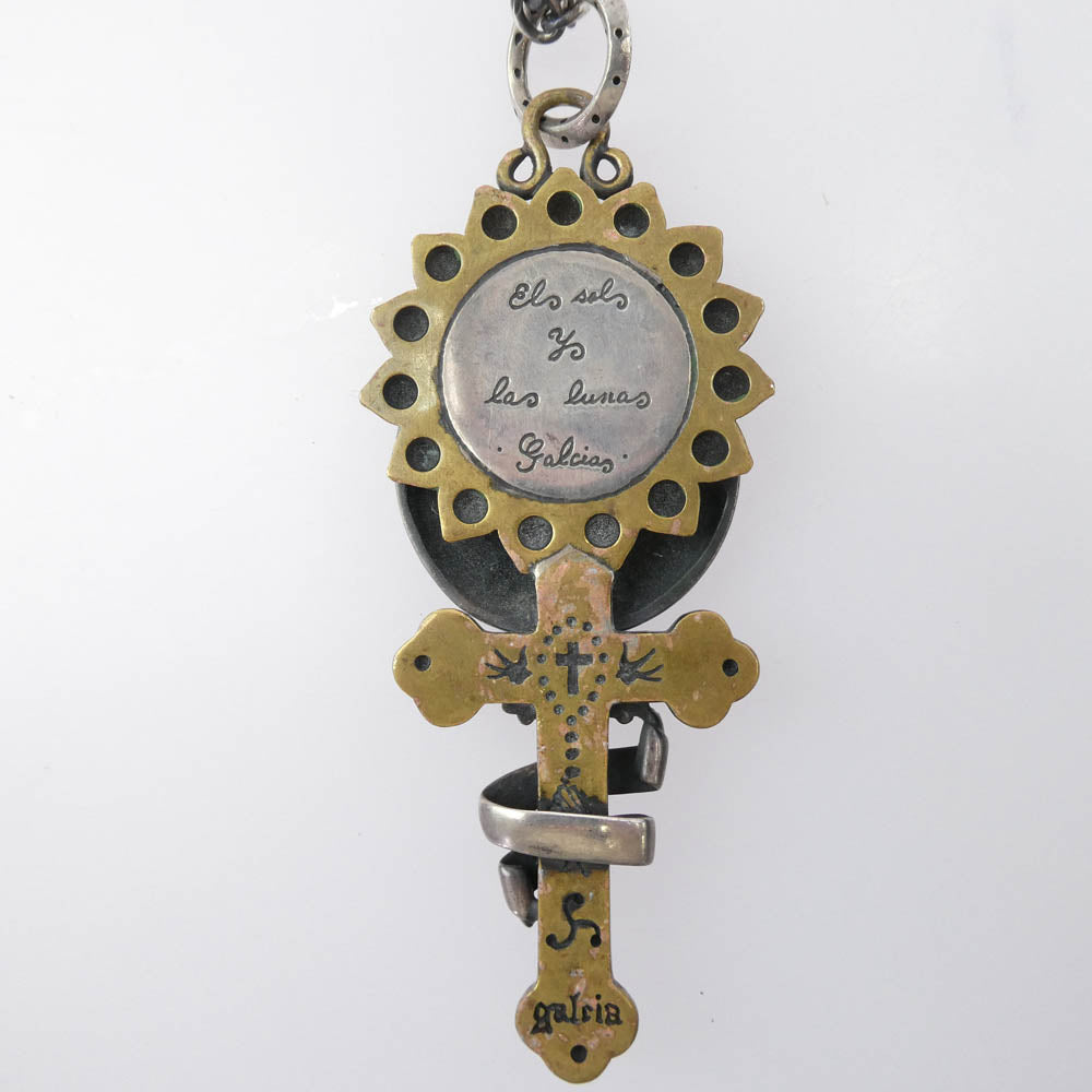 GALCIA ガルシア 太陽と月 ブラス シルバーコンビ ネックレス シルバー系【中古】