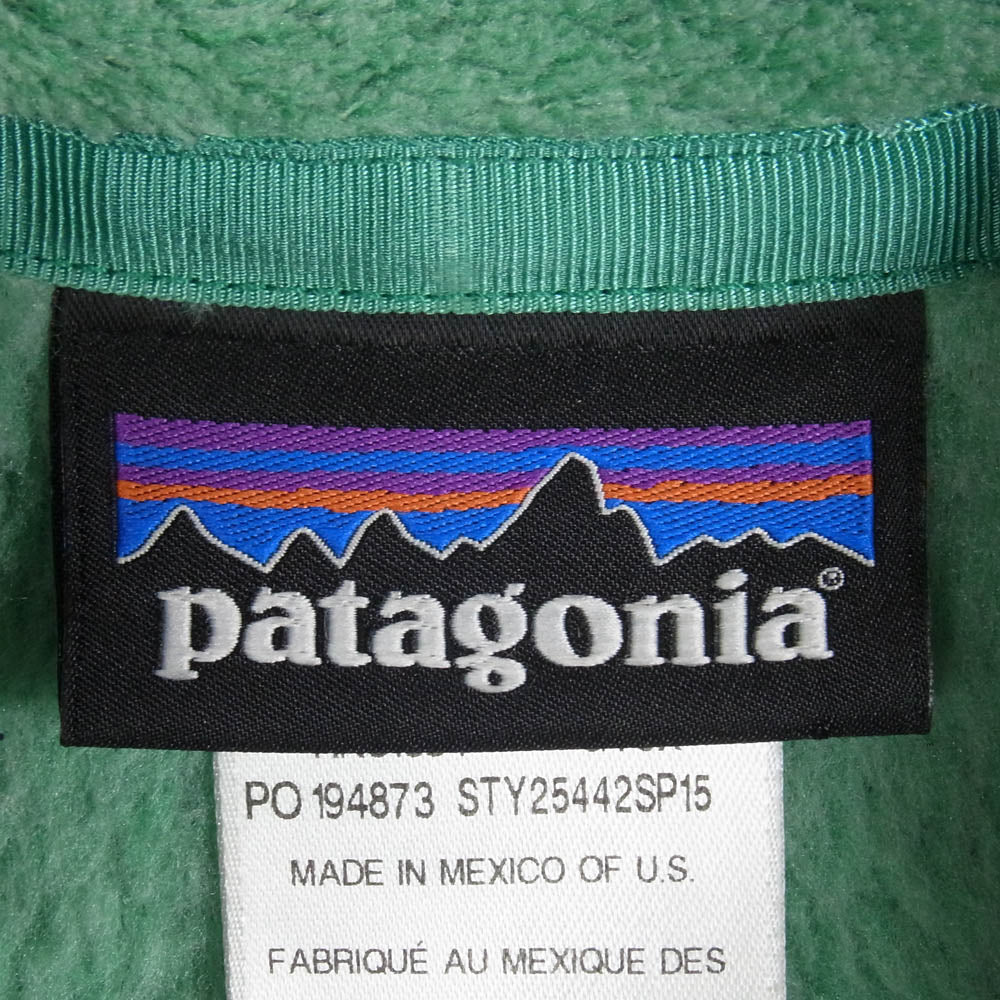 patagonia パタゴニア 25442SP15 リツール スナップT ハーフスナップ プルオーバー フリースジャケット ライトグリーン系 XS【中古】