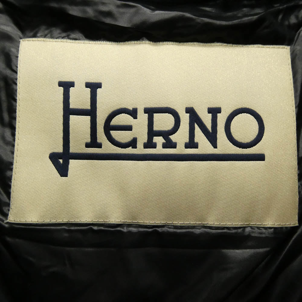 Herno ヘルノ 76270-74334-1 RASO グログランリボン 撥水加工 スタンドカラー ダウンジャケット ブラック系 40【中古】