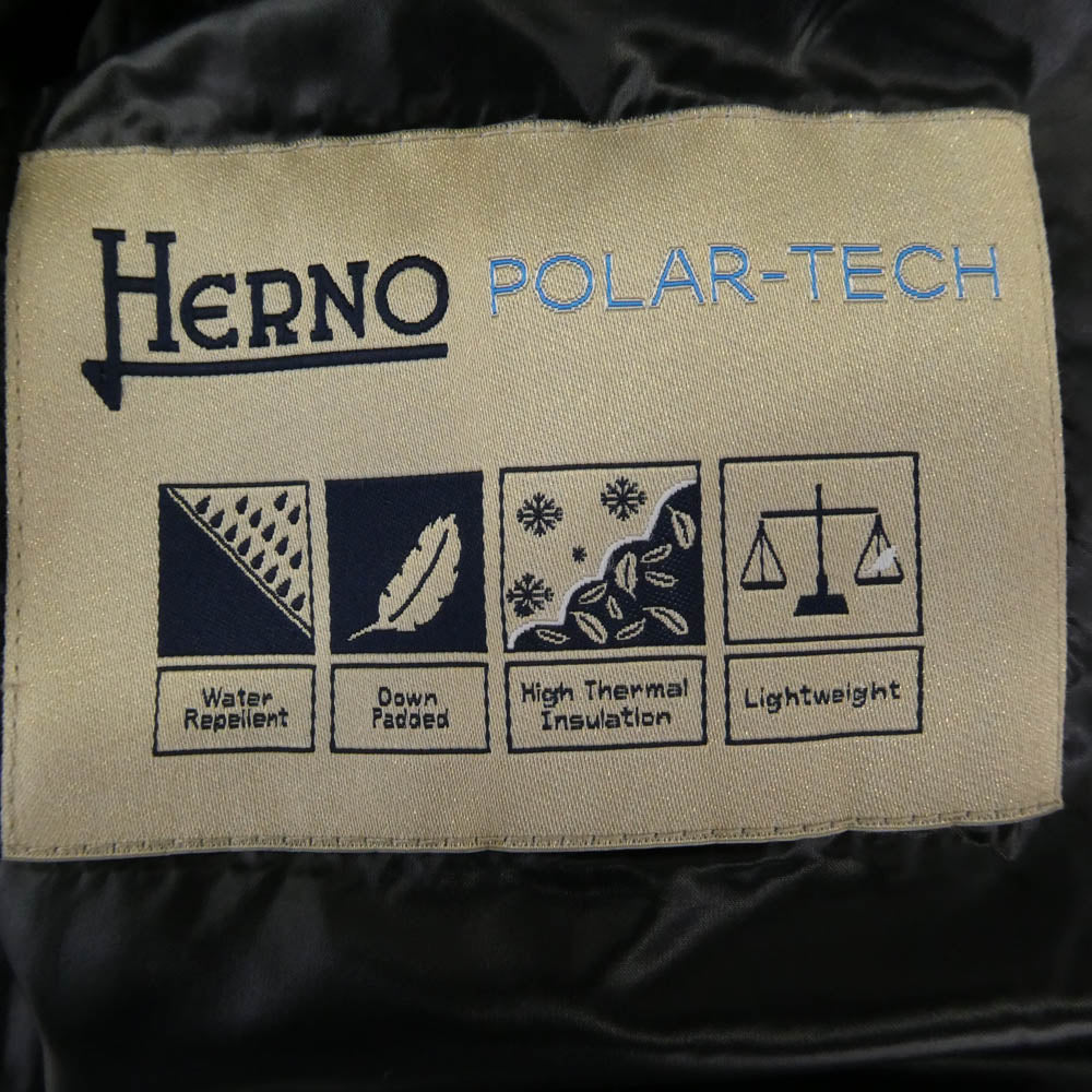 Herno ヘルノ 76270-74334-1 RASO グログランリボン 撥水加工 スタンドカラー ダウンジャケット ブラック系 40【中古】