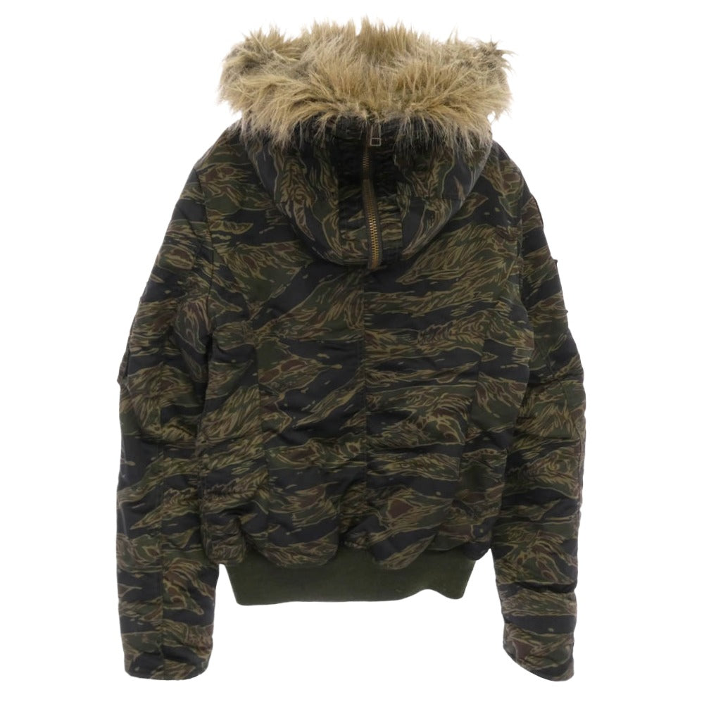 HYSTERIC GLAMOUR ヒステリックグラマー 2AB-7150 N-2B ファーフード カモフラ 迷彩 フライトジャケット カーキ系 FREE【中古】