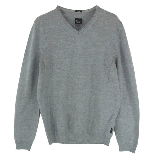 HUGO BOSS ヒューゴボス エクストラファインメリノウール Vネック ニット セーター グレー系 S【中古】