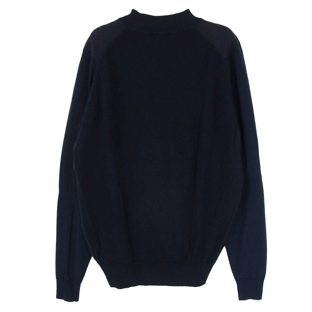 JOHN SMEDLEY ジョンスメドレー 英国製 メリノウール×コットン Vネック ニット セーター ネイビー ネイビー系 L【中古】