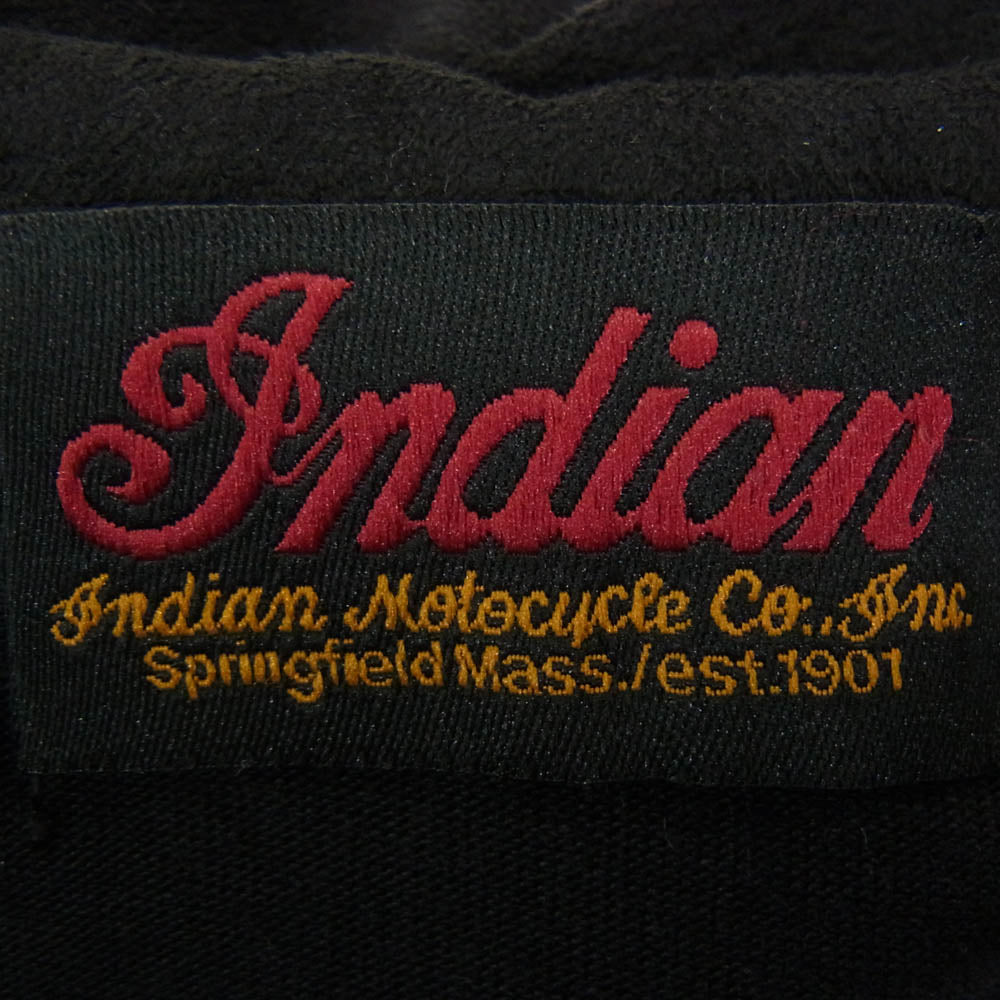 INDIAN MOTOCYCLE インディアン モトサイクル レースアップ プルオーバー シャツ ブラック系 XL【中古】