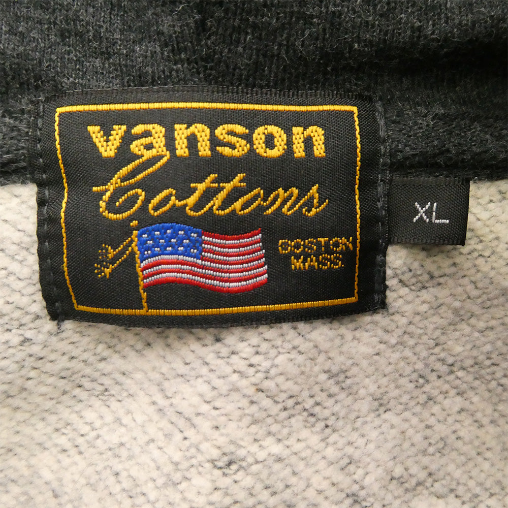 VANSON バンソン フライングスター 刺繍 フルジップ パーカー ダークグレー系 XL【中古】
