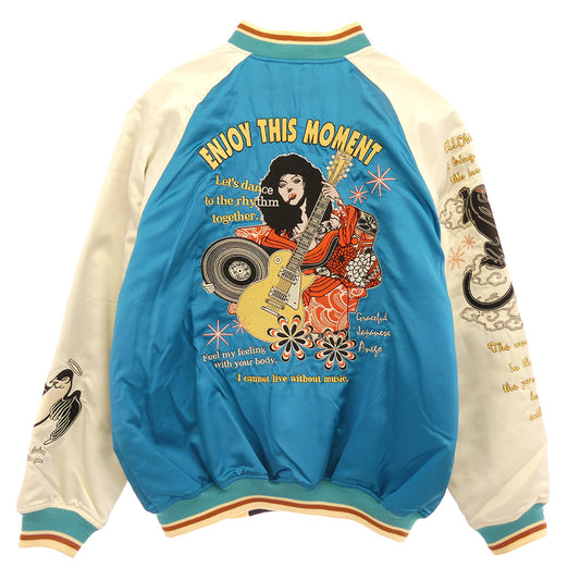 ピークドイエロー サテン×サテン リバーシブル スカジャン スーベニア ジャケット ブルー系 44【中古】