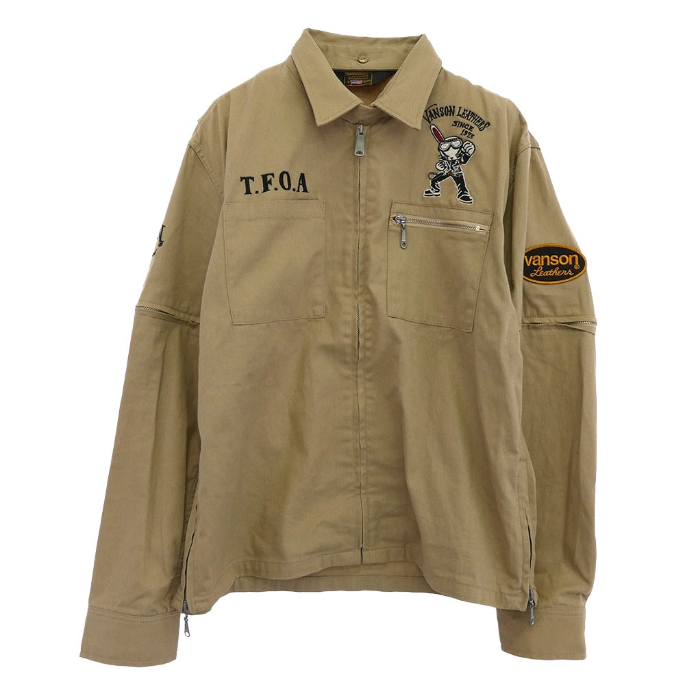 VANSON バンソン T.F.O.A デスラビット ブルゾン 2WAY ジャケット ベージュ系 ベージュ系 XL【中古】