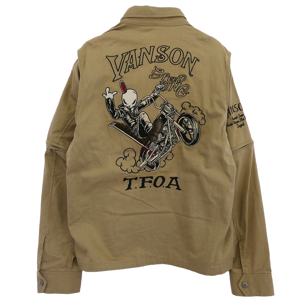 VANSON バンソン T.F.O.A デスラビット ブルゾン 2WAY ジャケット ベージュ系 ベージュ系 XL【中古】