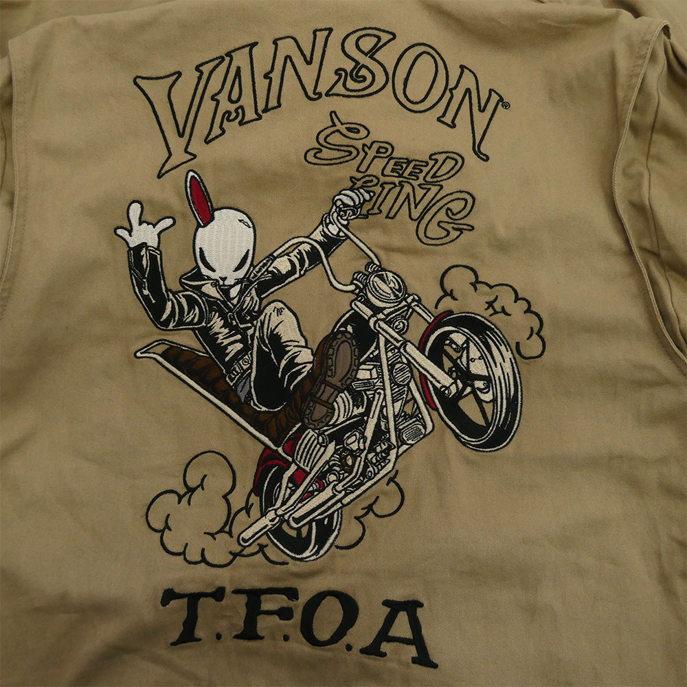 VANSON バンソン T.F.O.A デスラビット ブルゾン 2WAY ジャケット ベージュ系 ベージュ系 XL【中古】
