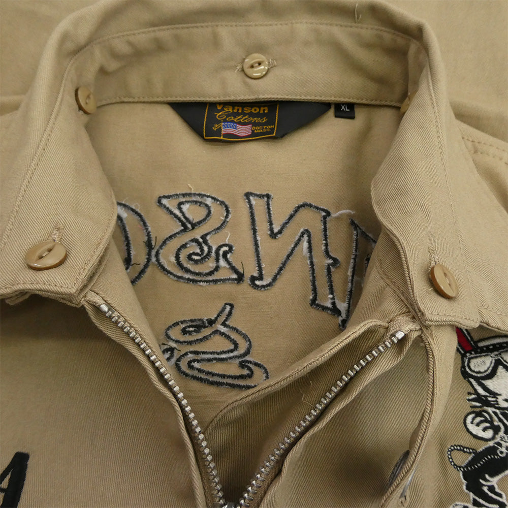 VANSON バンソン T.F.O.A デスラビット ブルゾン 2WAY ジャケット ベージュ系 ベージュ系 XL【中古】