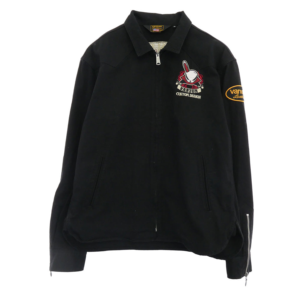 VANSON バンソン T.F.O.A デスラビット ブルゾン フルジップ ジャケット 黒系 ブラック系 XL【中古】