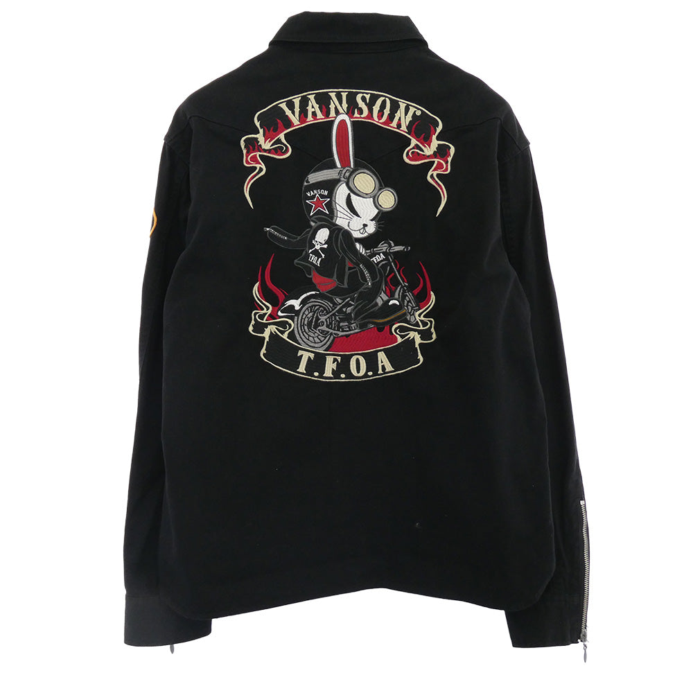 VANSON バンソン T.F.O.A デスラビット ブルゾン フルジップ ジャケット 黒系 ブラック系 XL【中古】