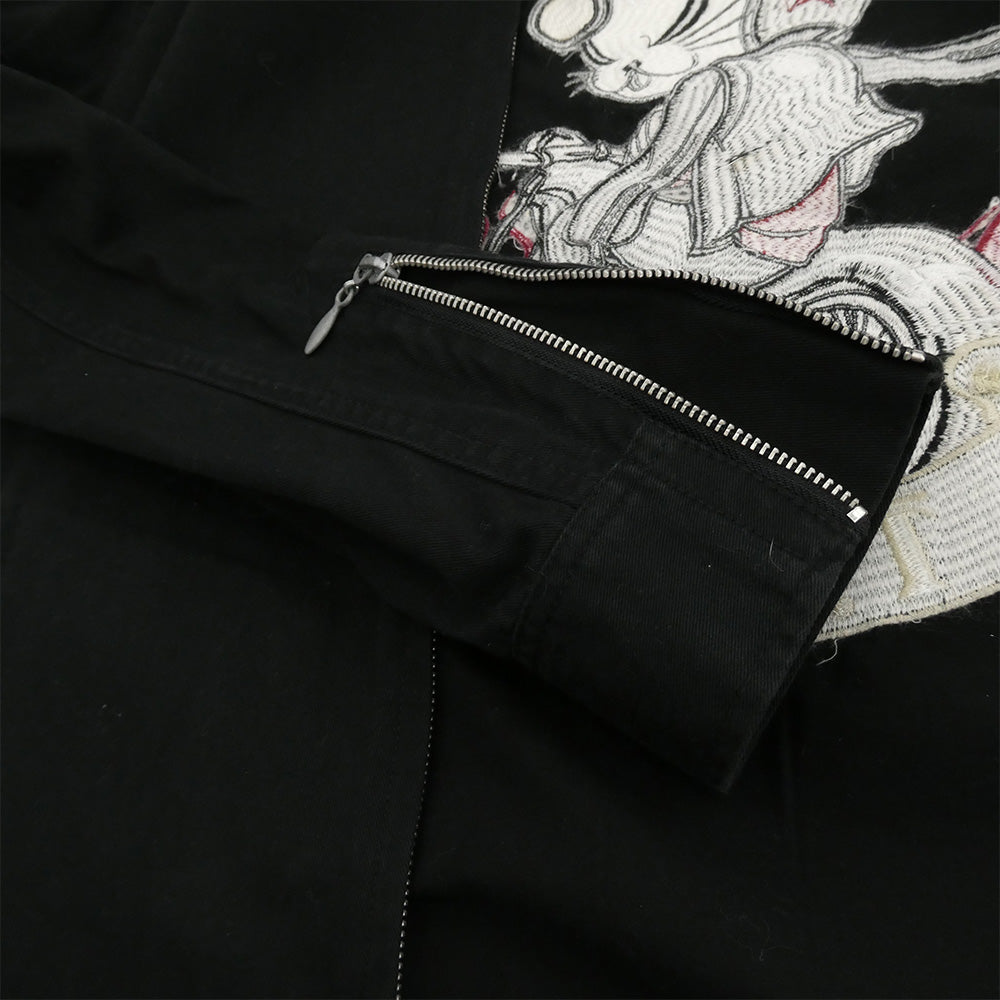 VANSON バンソン T.F.O.A デスラビット ブルゾン フルジップ ジャケット 黒系 ブラック系 XL【中古】
