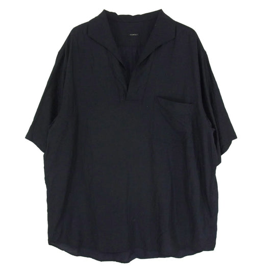 COMOLI コモリ 22SS V01-02023 ウール シルク 半袖 スキッパーシャツ ネイビー系 3【中古】