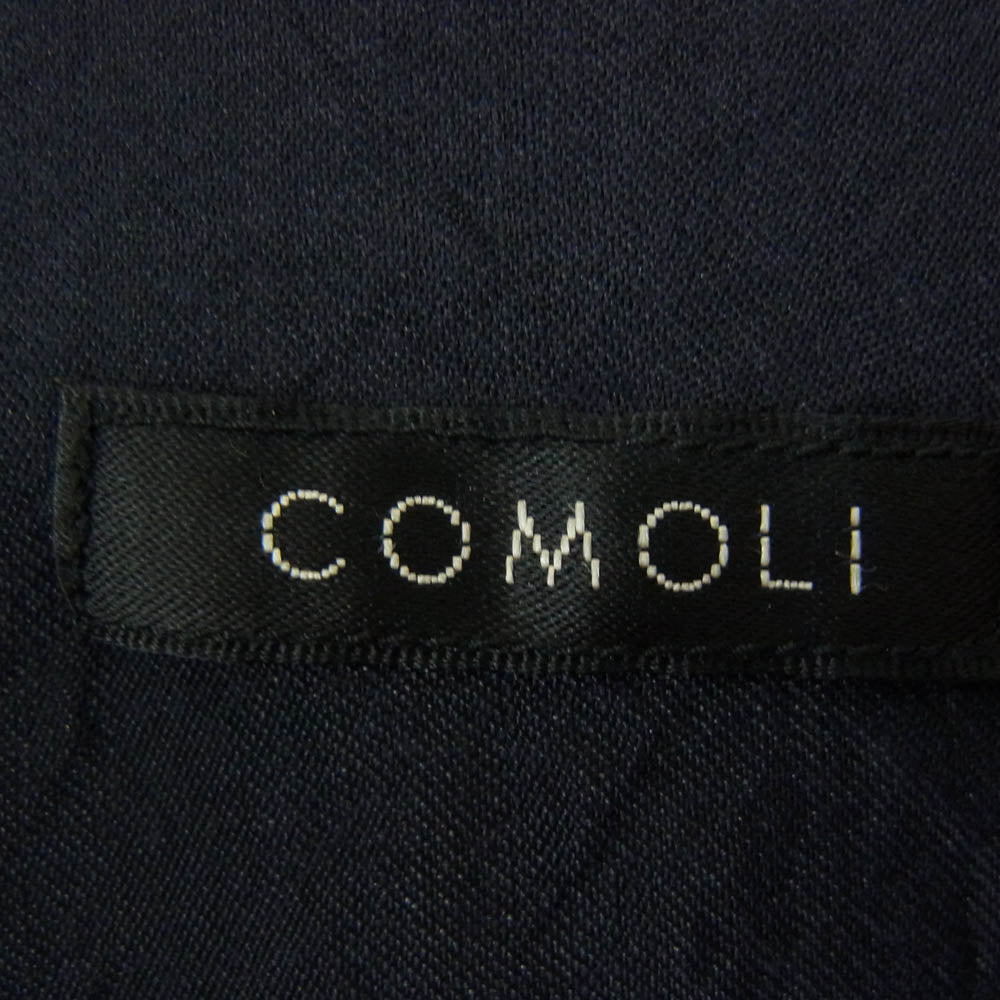 COMOLI コモリ 22SS V01-02023 ウール シルク 半袖 スキッパーシャツ ネイビー系 3【中古】
