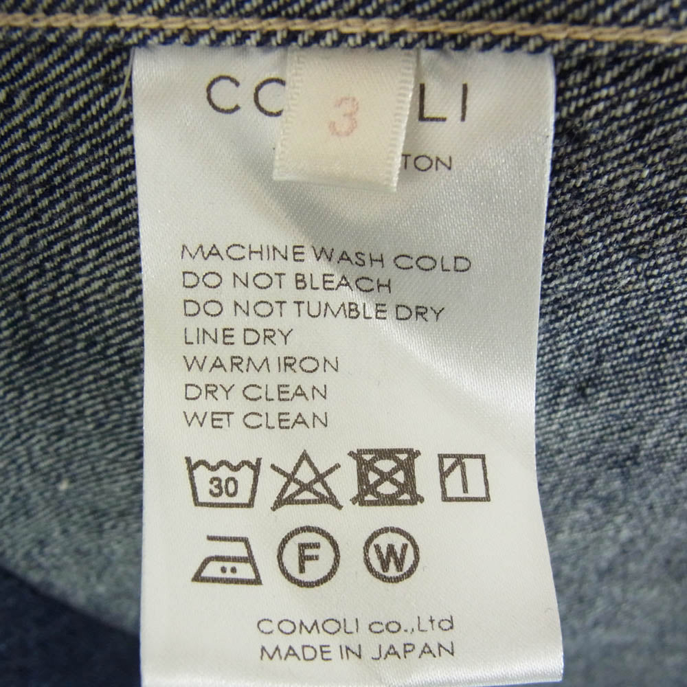 COMOLI コモリ 23AW Y03-01002 デニム カバーオール ワーク ジャケット インディゴブルー系 3【中古】
