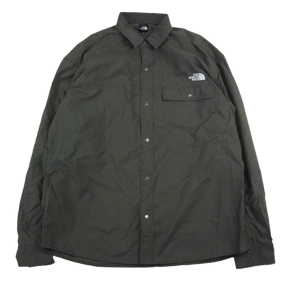 THE NORTH FACE ノースフェイス NR62550 L/S Nuptse Shirt ヌプシ シャツ 長袖シャツ カーキ系 M【中古】