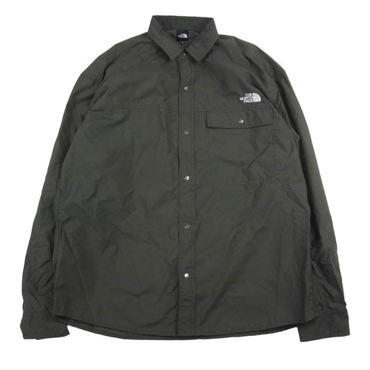 THE NORTH FACE ノースフェイス NR62550 L/S Nuptse Shirt ヌプシ シャツ 長袖シャツ カーキ系 M【中古】