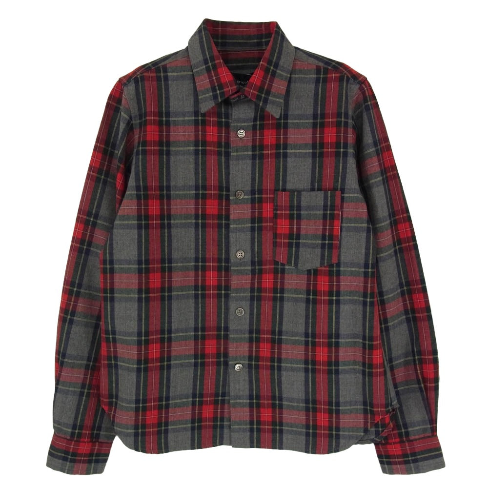 tricot COMME des GARCONS トリココムデギャルソン TB-040150 90s AD1998 ヴィンテージトリコ ウール100％ チェック柄 長袖 シャツ グレー系 サイズ不明【中古】