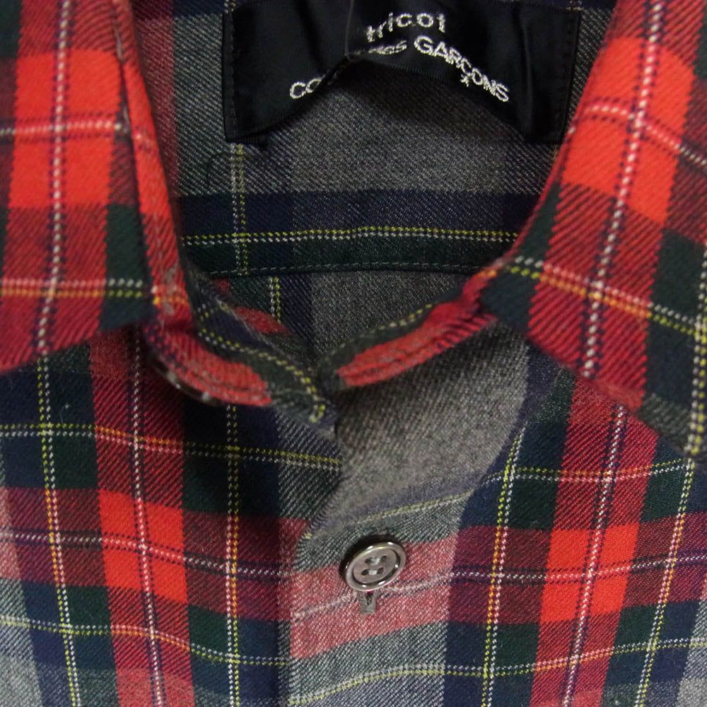 tricot COMME des GARCONS トリココムデギャルソン TB-040150 90s AD1998 ヴィンテージトリコ ウール100％ チェック柄 長袖 シャツ グレー系 サイズ不明【中古】