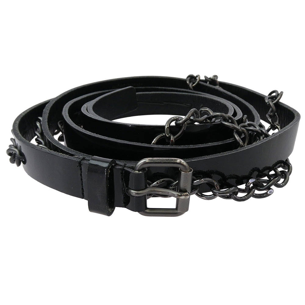 JUNYA WATANABE COMME des GARCONS ジュンヤワタナベコムデギャルソン chain belt エナメルレザー チェーン ロング ベルト ブラック系【中古】