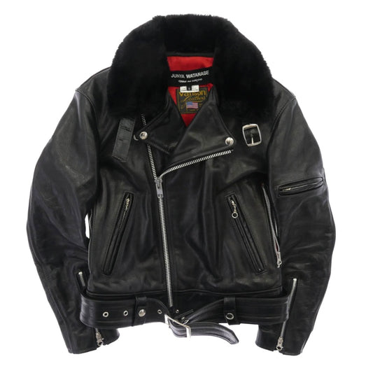 JUNYA WATANABE COMME des GARCONS ジュンヤワタナベコムデギャルソン AD2007 JT-J004 VANSON バンソン 着脱可能ムートンファーカラー付属 ライダースジャケット ブラック系 S【中古】