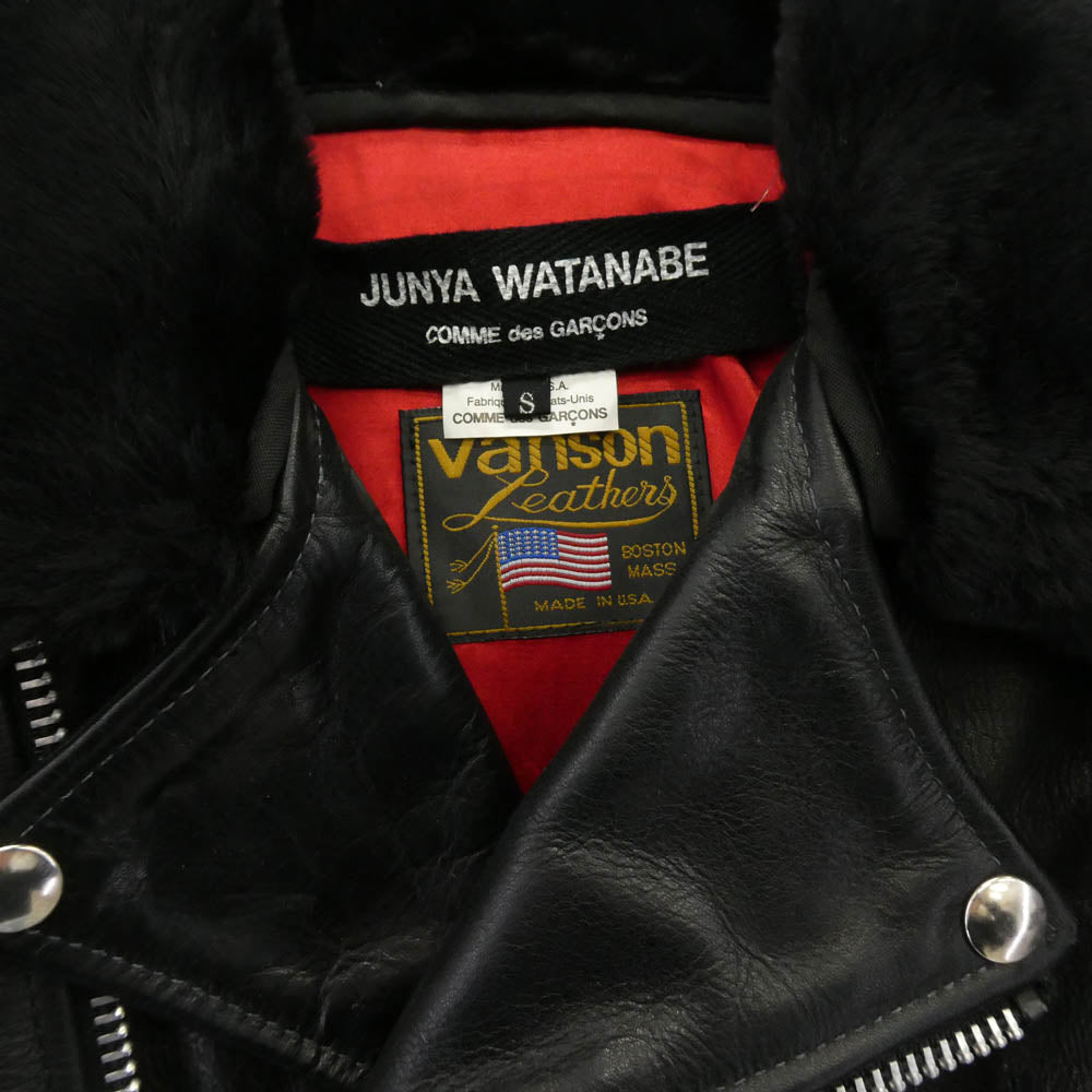 JUNYA WATANABE COMME des GARCONS ジュンヤワタナベコムデギャルソン AD2007 JT-J004 VANSON バンソン 着脱可能ムートンファーカラー付属 ライダースジャケット ブラック系 S【中古】