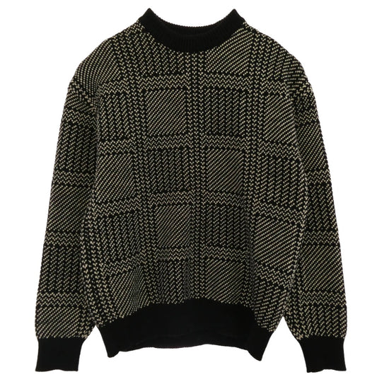 AURALEE オーラリー 19AW A9AP01FJ HARD TWIST MERINO JACQUARD KNIT BIG PULLOVER ハードツイスト メリノ ジャカード ニット ビッグ プルオーバー ブラック系 4【中古】