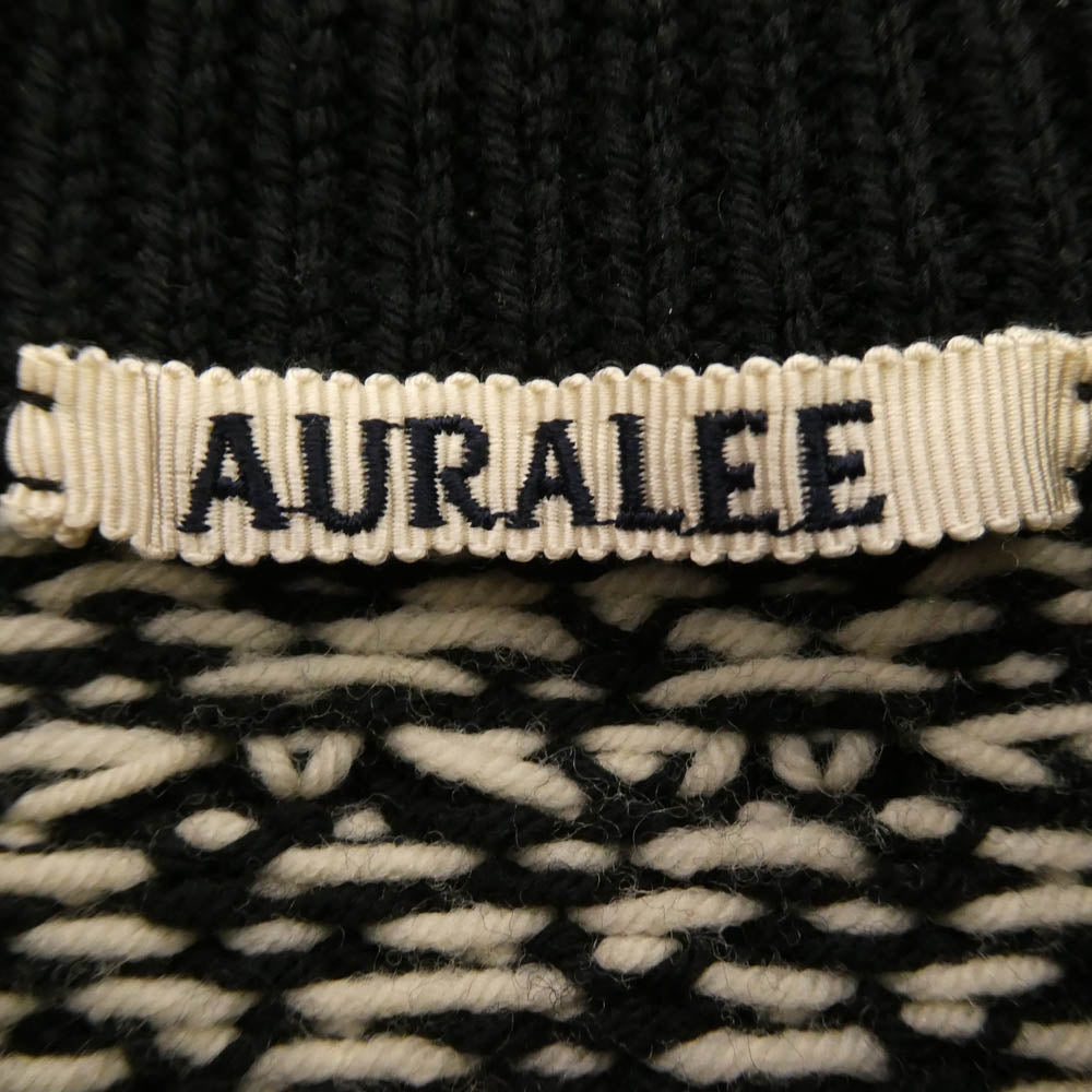 AURALEE オーラリー 19AW A9AP01FJ HARD TWIST MERINO JACQUARD KNIT BIG PULLOVER ハードツイスト メリノ ジャカード ニット ビッグ プルオーバー ブラック系 4【中古】