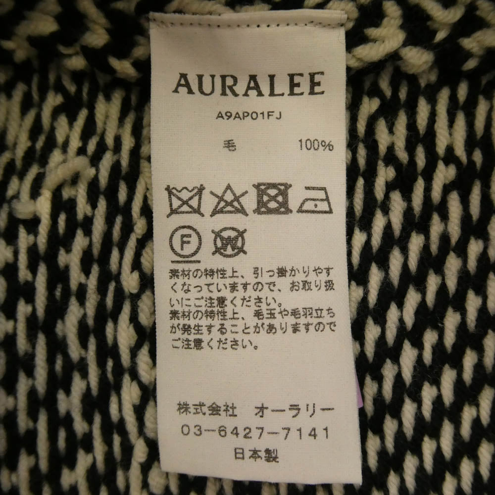 AURALEE オーラリー 19AW A9AP01FJ HARD TWIST MERINO JACQUARD KNIT BIG PULLOVER ハードツイスト メリノ ジャカード ニット ビッグ プルオーバー ブラック系 4【中古】