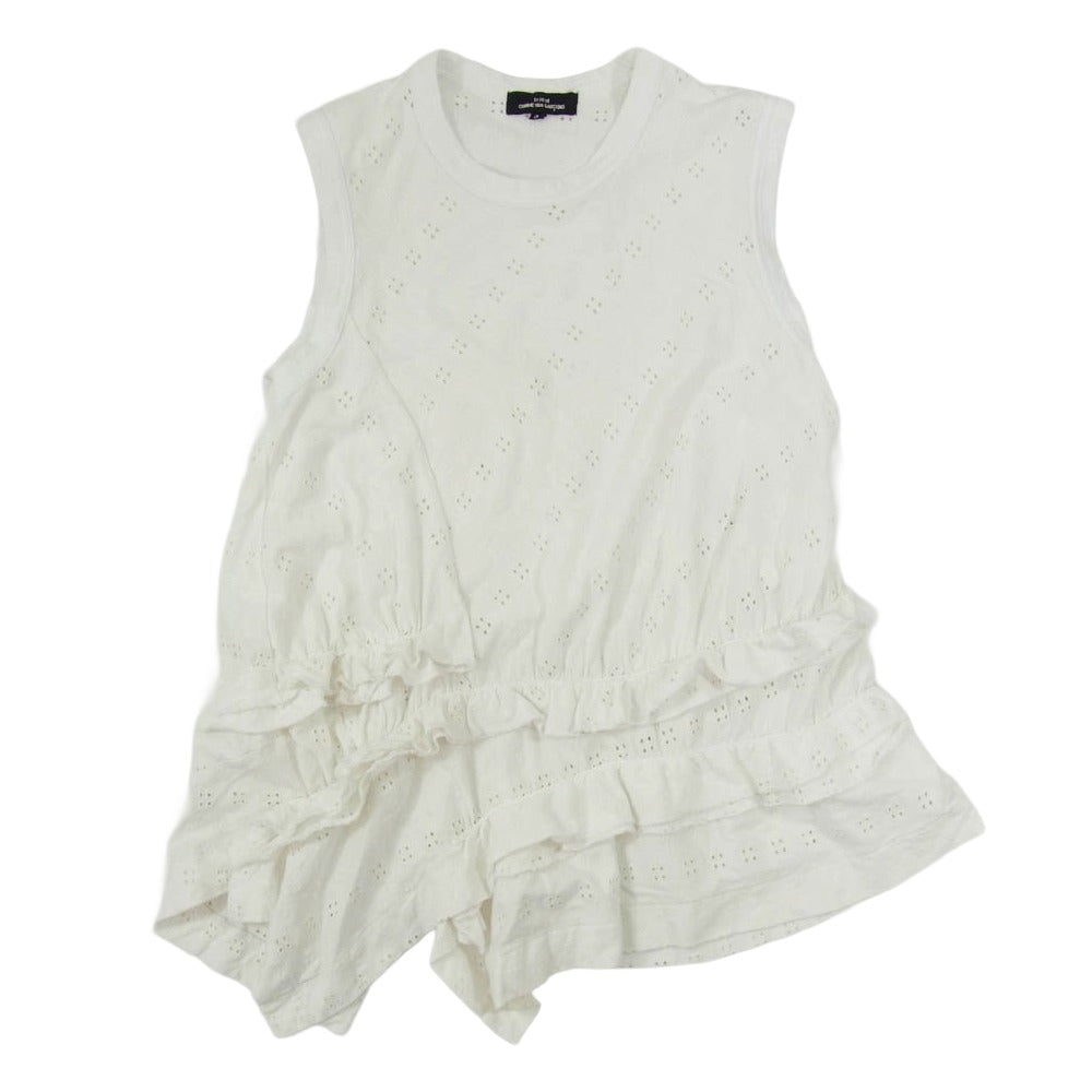 tricot COMME des GARCONS トリココムデギャルソン AD2016 TS-T026 カットワーク 変形フリル アシンメトリー タンクトップ カットソー ホワイト系 S【中古】