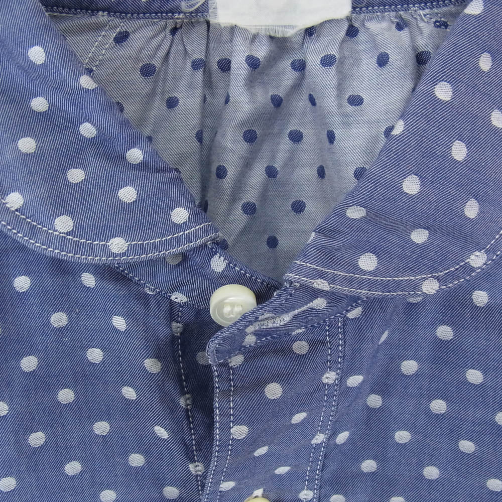 JUNYA WATANABE COMME des GARCONS MAN ジュンヤワタナベコムデギャルソンマン AD2019 WD-B020 丸襟 ドット柄 異素材切替 長袖 シャツ ブルー系 S【中古】