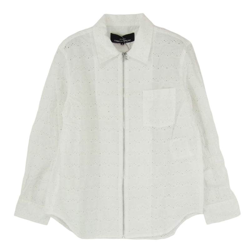 tricot COMME des GARCONS トリココムデギャルソン AD2020 TG-B007 カットワーク フルジップ ジップアップ 長袖 シャツ ジャケット ホワイト系 S【中古】